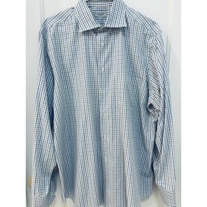 Taccaliti Mens Blue Brown Checked Long Sleeve Button Up Italy‎ XL